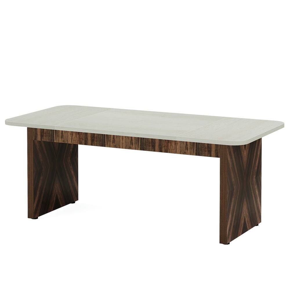 Alt View 1. Kadyn - Kadyn Study Writing Desk, 70.8" Executive Desk, Wood Computer Office Desk Conference Table,Rustic Brown&White - Rustic Brown & White.