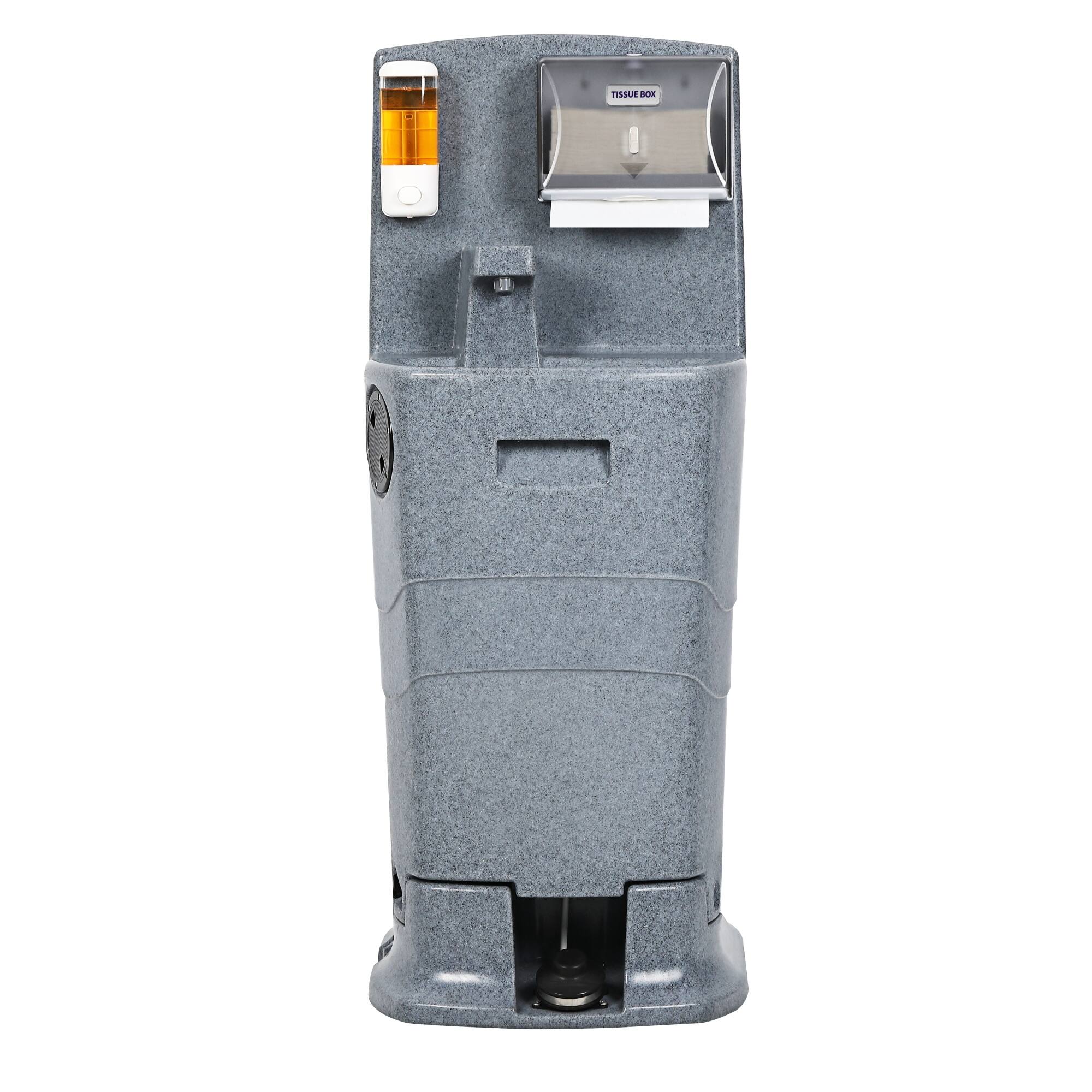 Back. Koolmore - 26.4 Gallon Double Mobile Hand Wash Station with Soap and Paper Towel Dispensers - Gray.