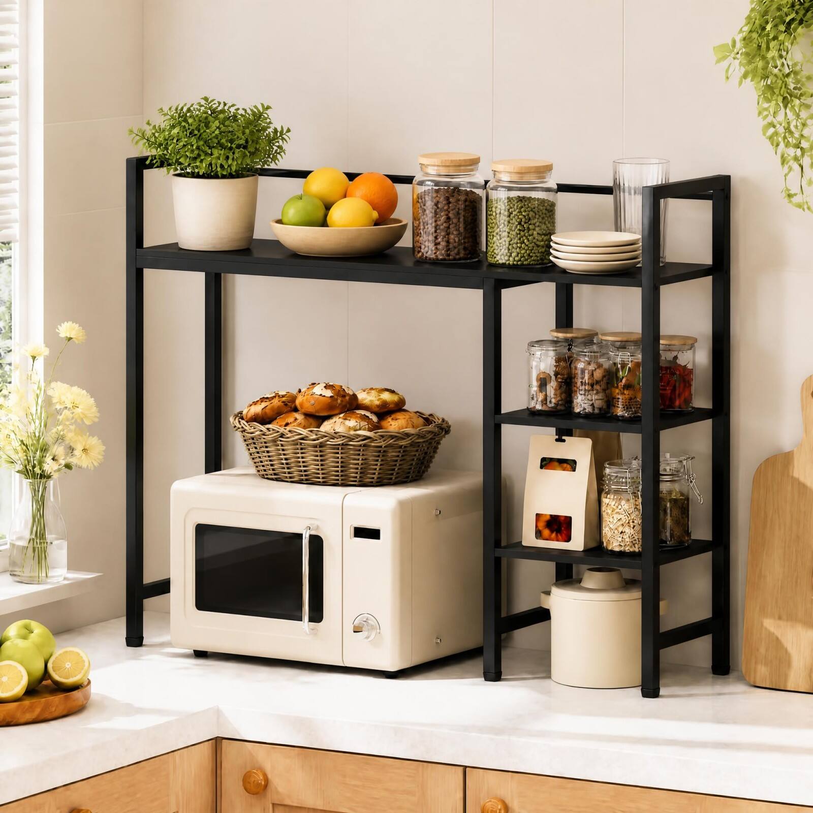 Alt View 3. Costway - Costway Desktop Bookshelf, 4-Tier Desk Display Rack, Countertop Storage Organizer - Black.