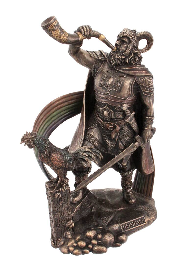Front. Veronese Design - 9 1/2 Inch Norse God Heimdall Bronzed Finish Statue Pagan - Bronze.