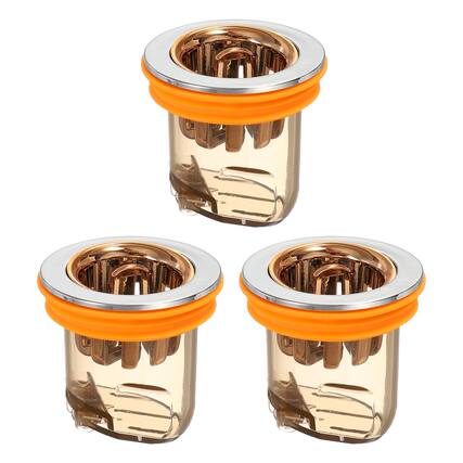 Front. Unique Bargains - 3pcs Odor Proof Floor Drain, Cover Shower Plug Drain Backflow Preventer for 1.3-1.9" Caliber Pipes Tubes Bathroom - Gold.