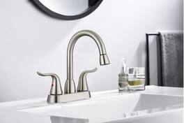 Bothwa Home - Pull-out Bathroom Faucet For bathroom Sink With Two Handles And Supply Lines - Brushed Nickel
