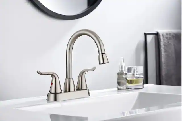 Front. Bothwa Home - Bothwa home Pull-out Bathroom Faucet For bathroom Sink With Two Handles And Supply Lines - Brushed Nickel.
