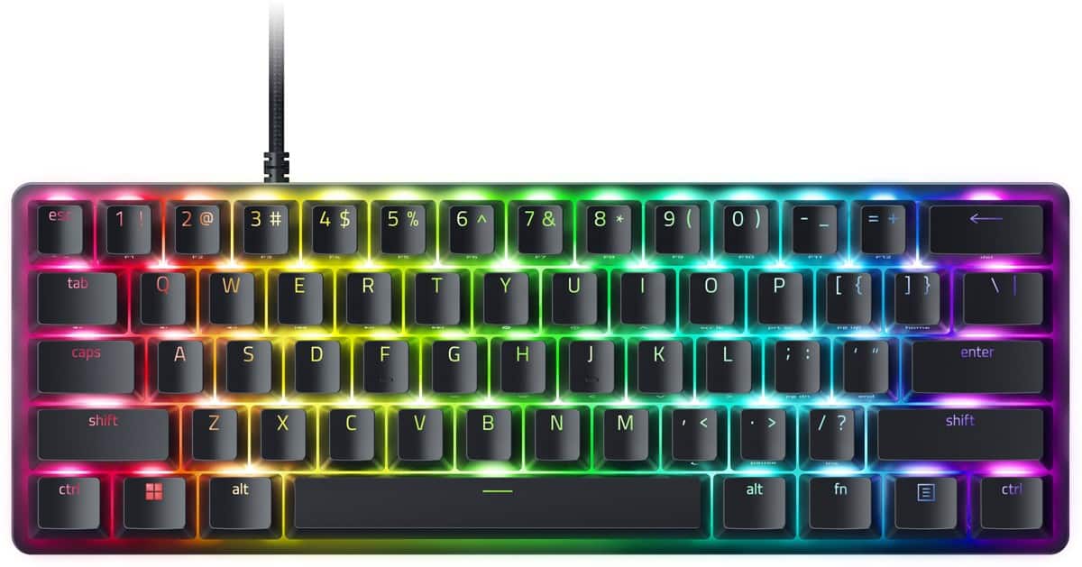 Front. Razer - Huntsman Mini Analog 60% Wired Optical Gaming Keyboard with Chroma RGB Backlighting - Black.