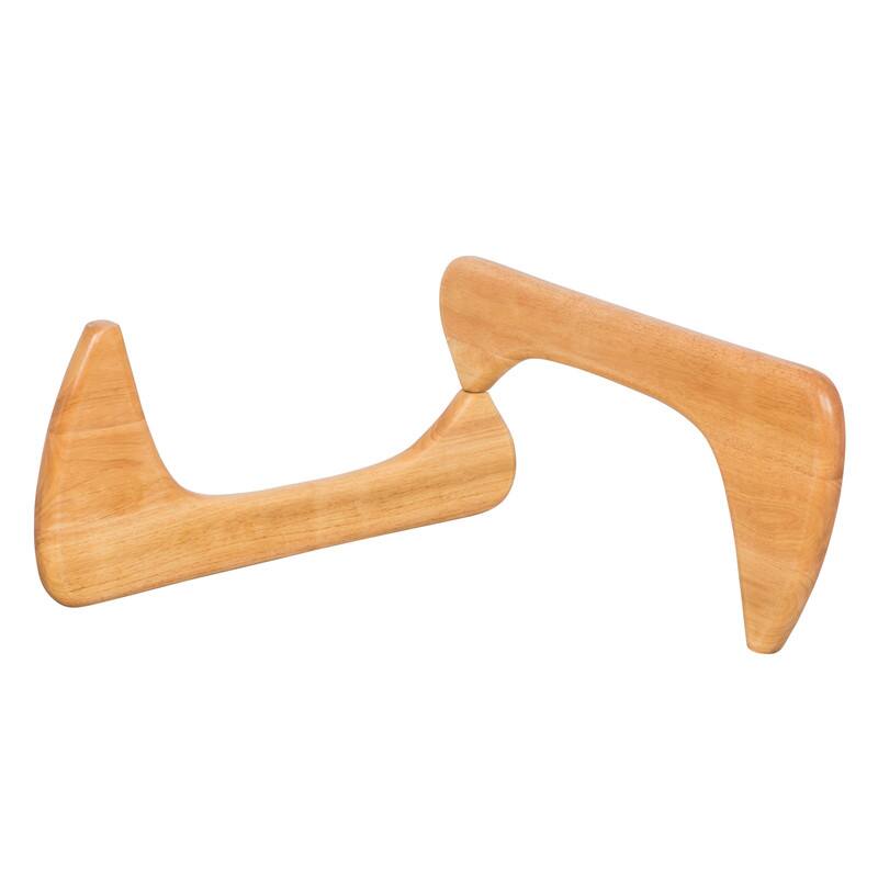 Left. LeisureMod - Imperial Modern Triangular Tempered Glass Coffee Table with Cross-Brace Wooden Base for Home & Living Room - Natural Wood.