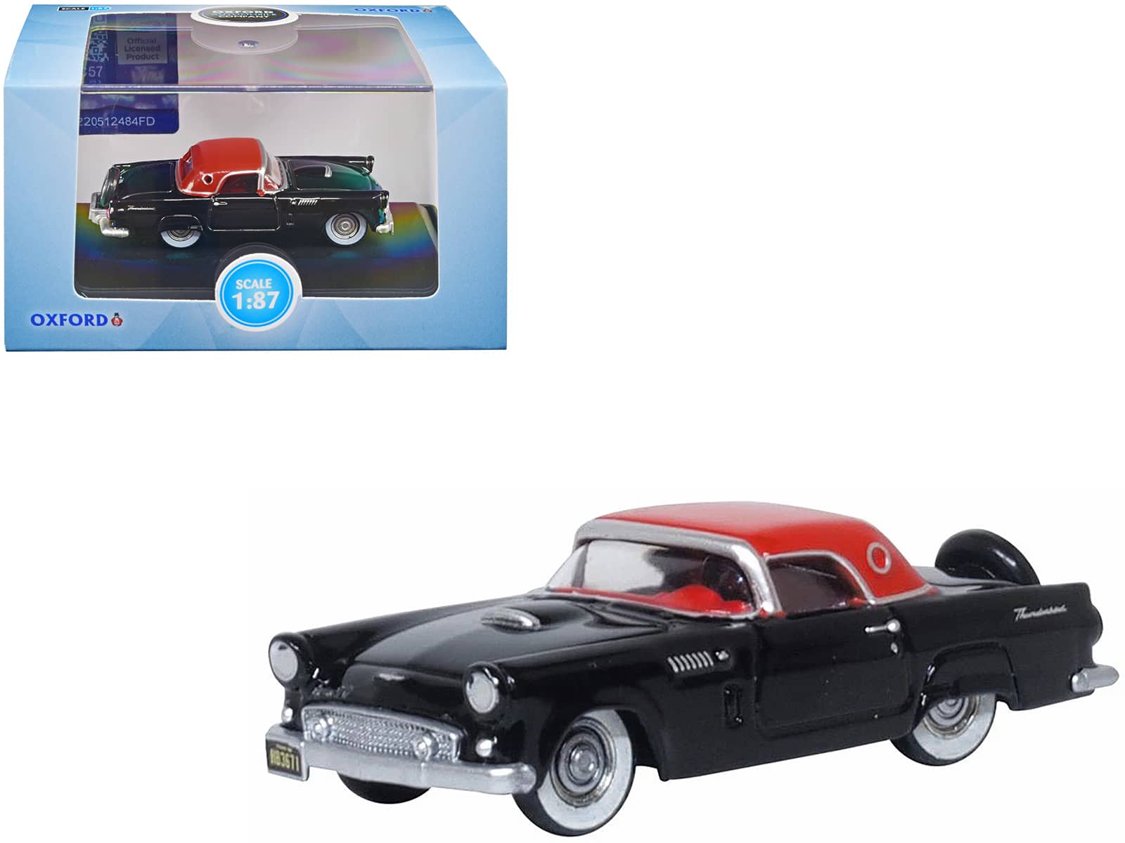 1956 Ford Thunderbird Raven Black with Fiesta Red Top 1/87 (HO) Scale Diecast Model Car by Oxford Diecast price history on PriceWatchPro