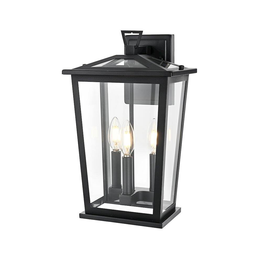 Angle. Elegant Lighting - Berks 7 inch Outdoor Pendant in Black - Black.