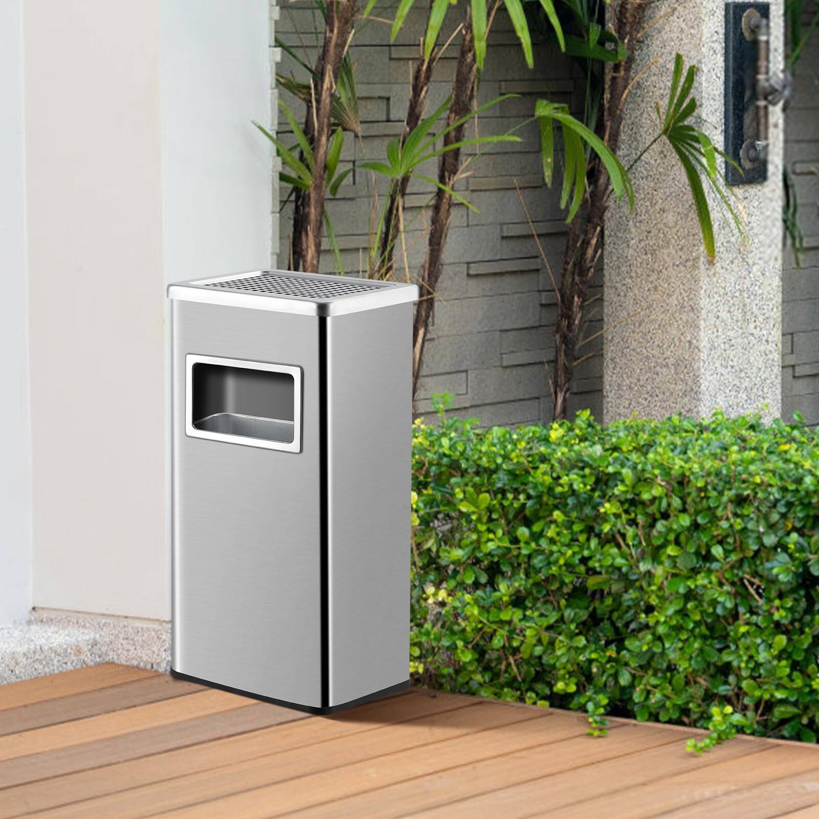 Alt View 2. Acekool - Commercial Indoor Outdoor Trash Can, Stainless Steel Square Garbage Can.