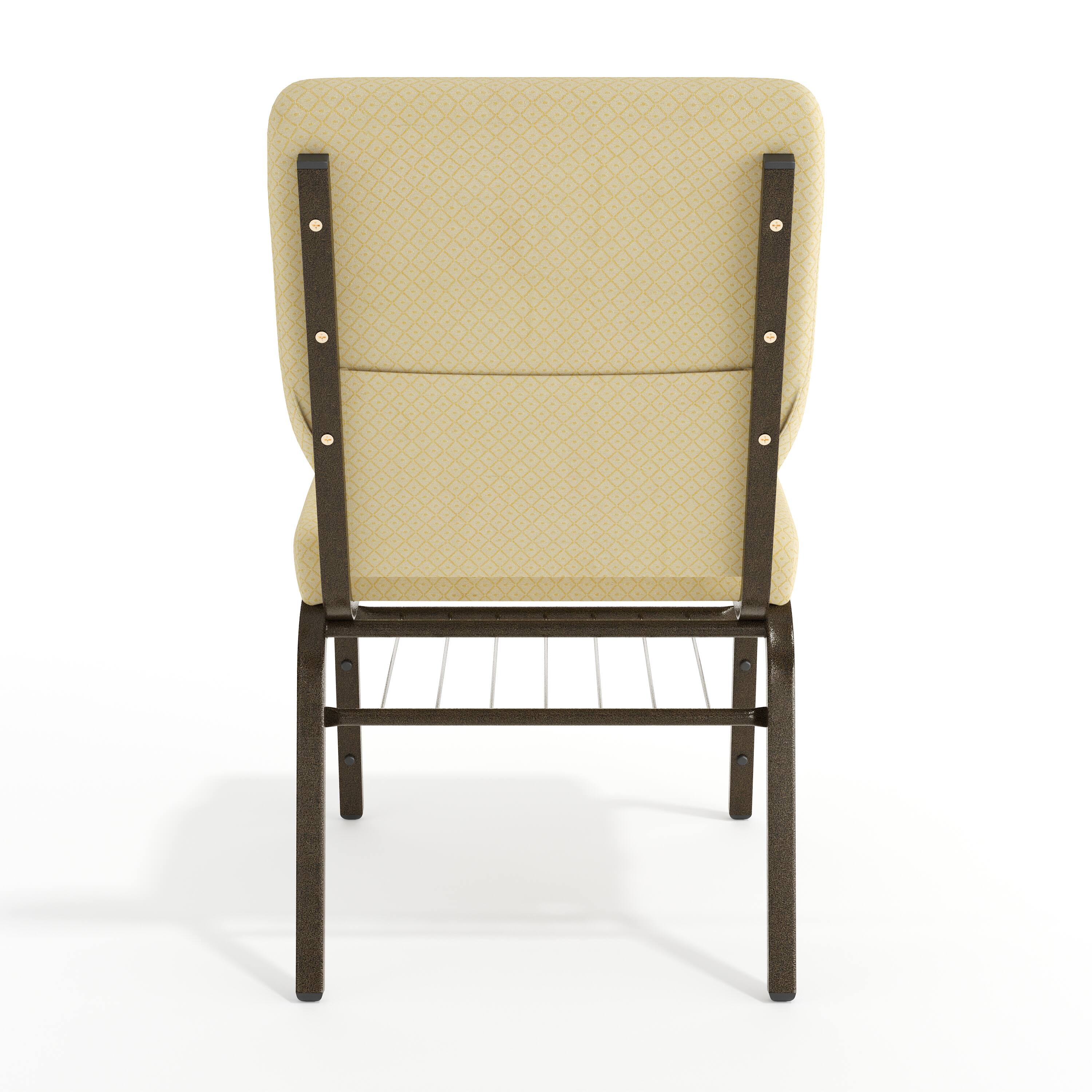 Alt View 7. Emma + Oliver - 18.5"W Church/Reception Guest Chair with Book Rack - Beige Patterned Fabric/Gold Vein Frame.