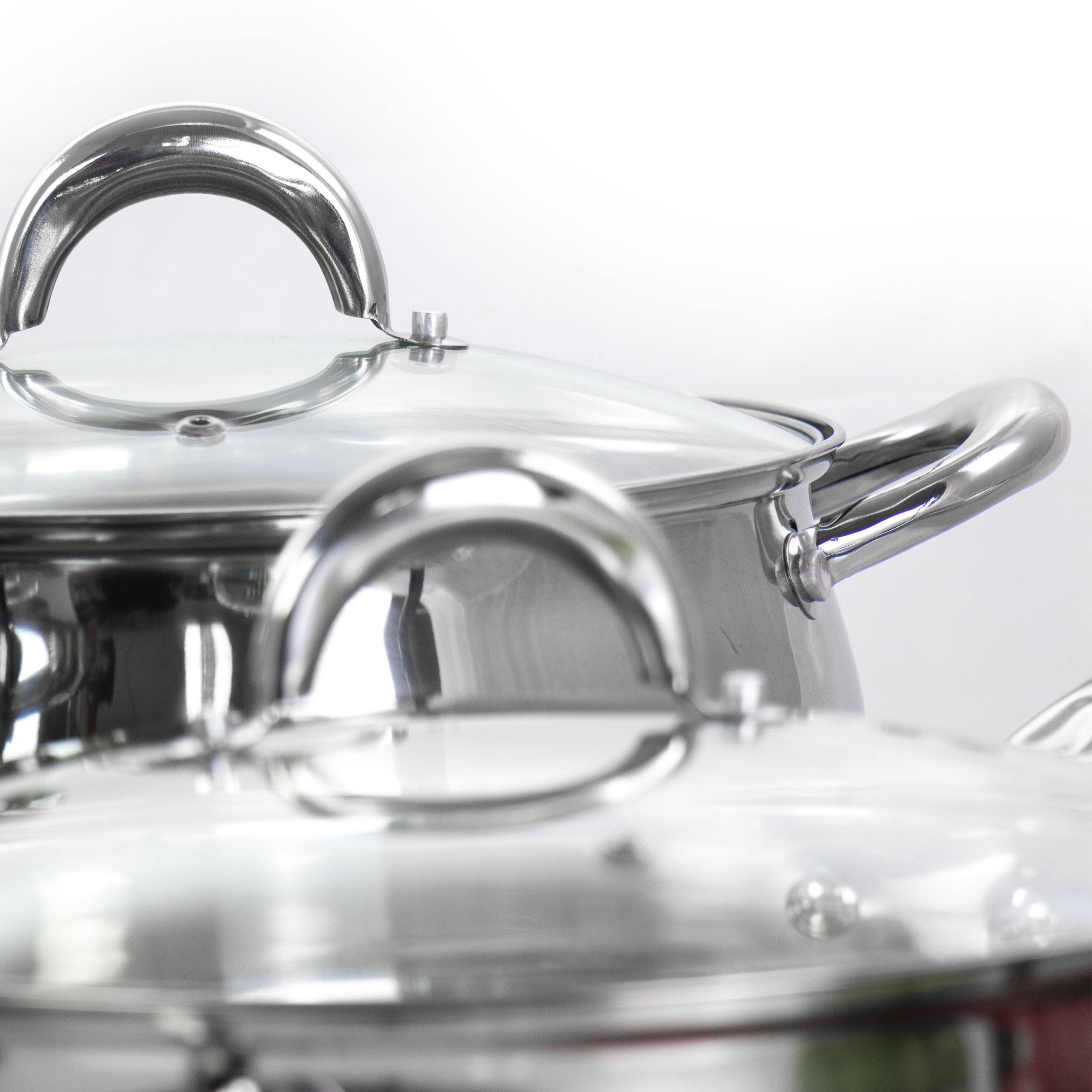 Alt View 7. Gibson - Gibson Home Ancona 12 Piece Stainless Steel Belly Shaped Cookware Set with Kitchen Tools - Silver.