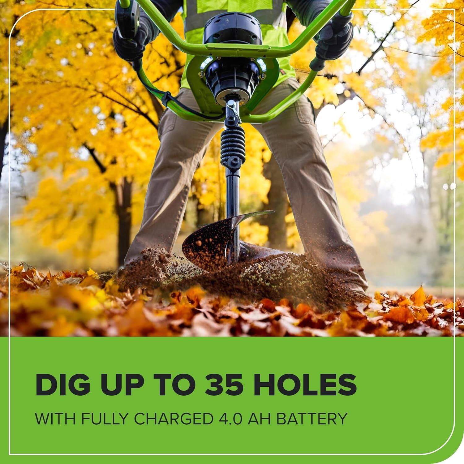 DIG UP TO 35 HOLES  
WITH FULLY CHARGED 4.0 AH BATTERY