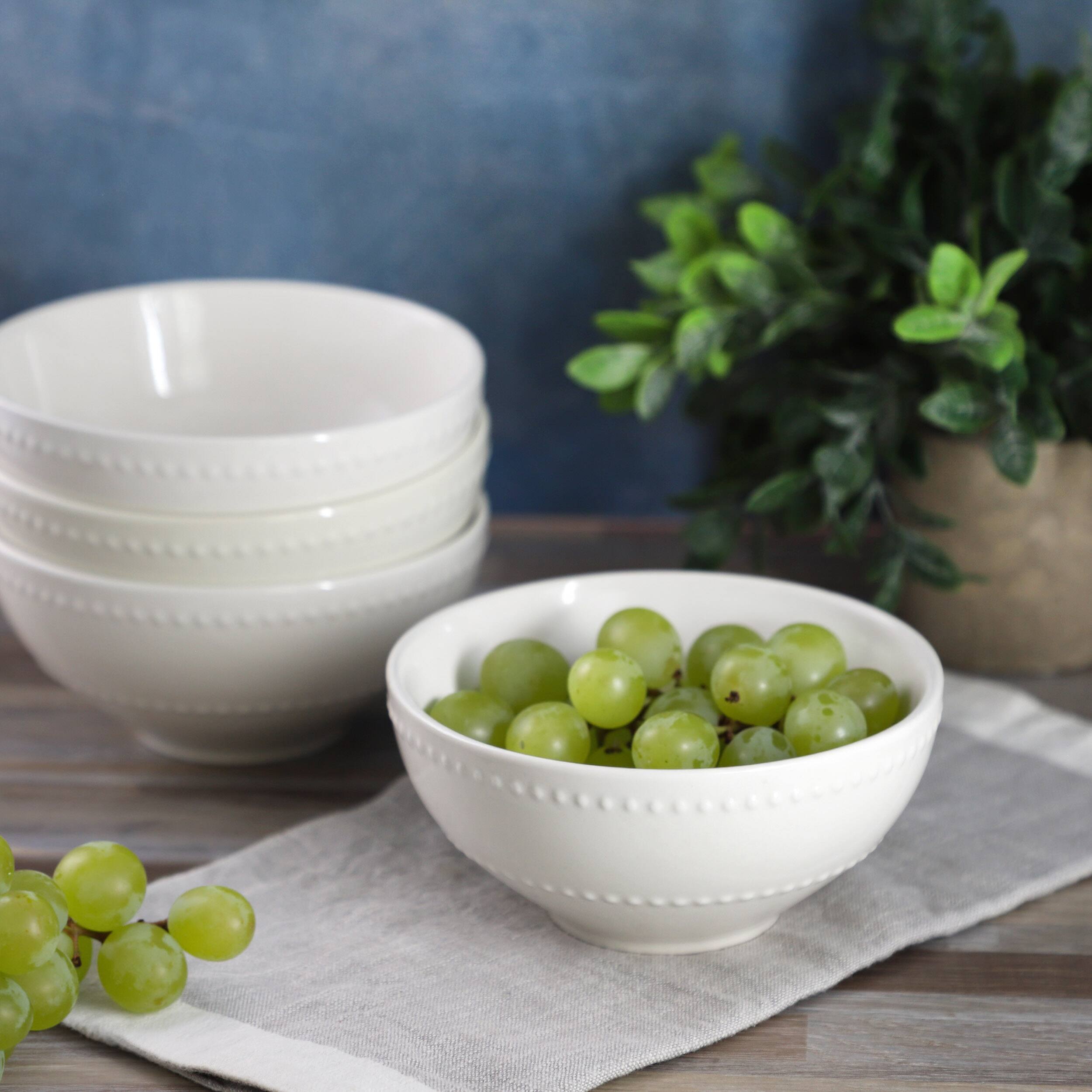 Alt View 2. Elama - Elama Olevia 6 Piece Stoneware Cereal Bowl Set in White, Service for 4 - White.