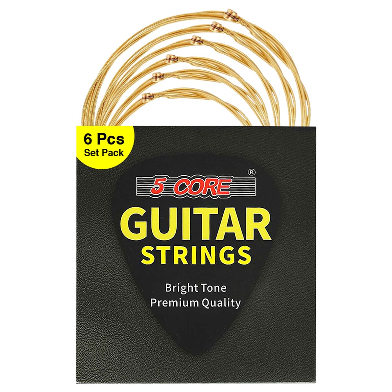 5 CORE - Acoustic Guitar 6 String Set Steel Carbon Core Bright Tone Long-Lasting-GS AC BRSS HD - Gold