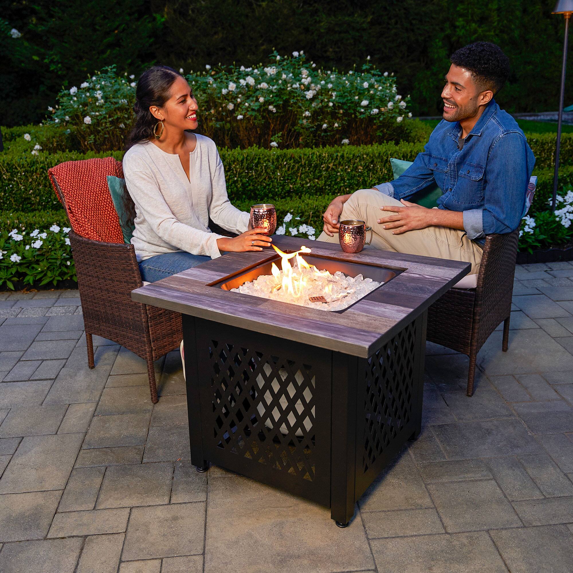 Alt View 7. Endless Summer - Endless Summer Nate 30 Inch Square Outdoor UV Printed LP Gas Fire Pit Table - Multicolor.