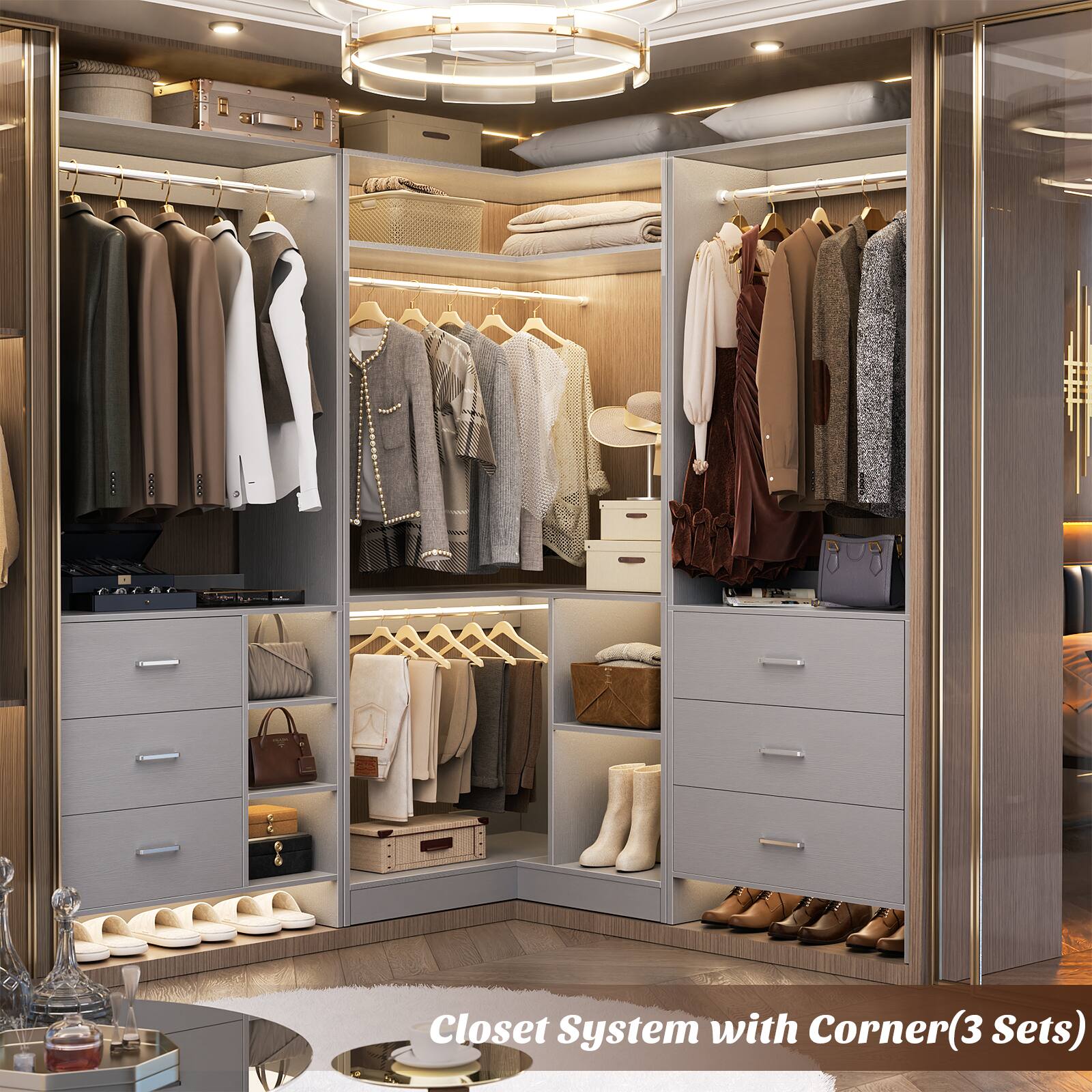 Closet System with Corner (3 Sets)