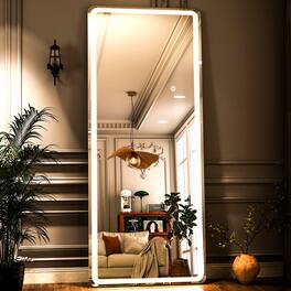 Easly - Rectangular 16 in. W x 60 in. H LED with 3-Color Dimmable Light Full Length Floor Mirror - Frameless