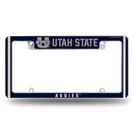 Rico Industries - Utah State Aggies Chrome Metal License Plate Frame with Full Frame Team Color Graphics - Multi
