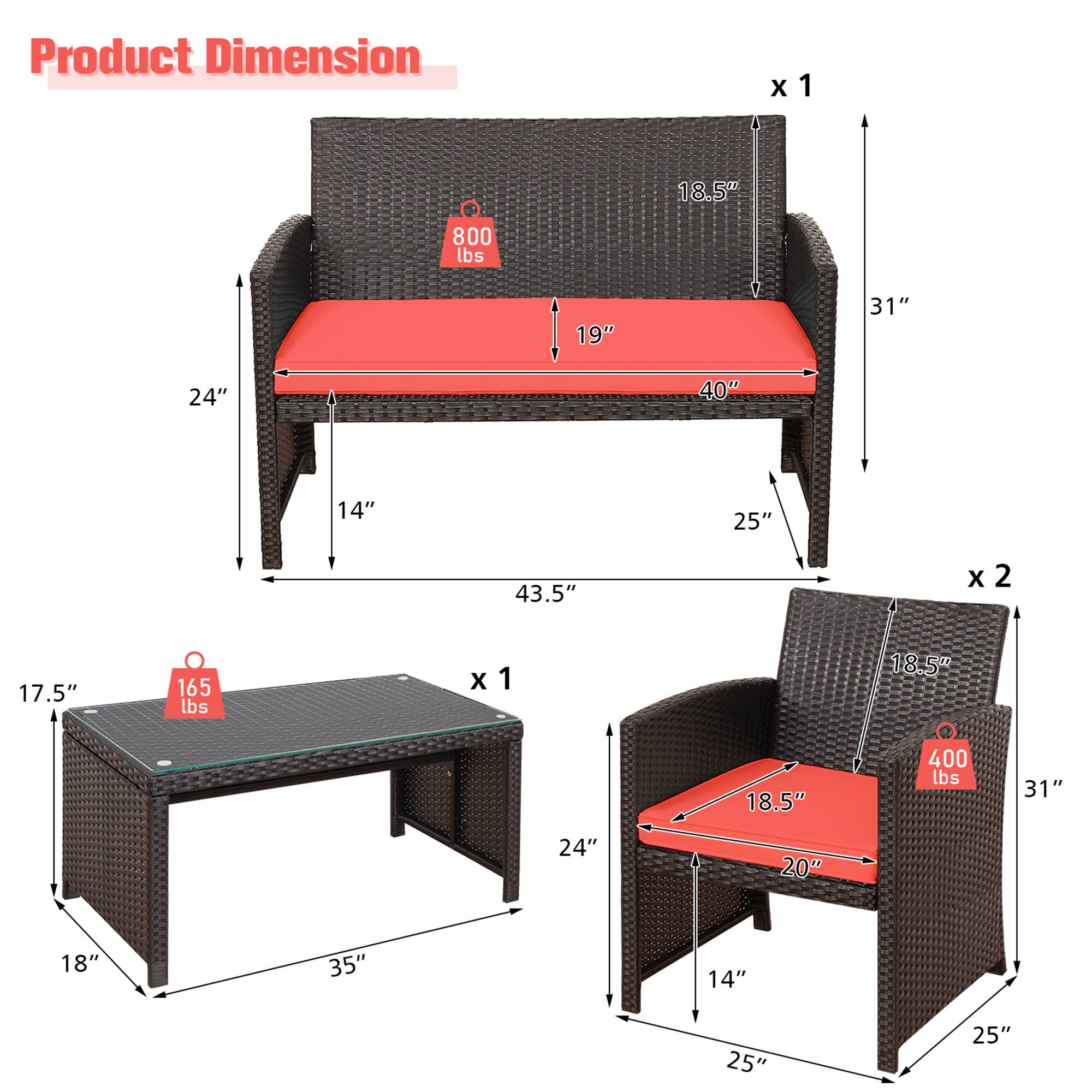 Product Dimension

x1  
- 18.5" x 19" x 40"  
- 31" x 24" x 14" x 25" x 43.5"  
- 800 lbs  

x2  
- 18.5" x 20" x 31"  
- 24" x 14" x 25" x 25"  
- 400 lbs  

x1  
- 17.5" x 18" x 35"  
- 165 lbs