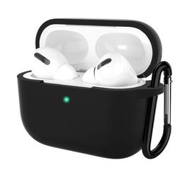 Stock Preferred - Silicone Protective Case Shockproof Cover for AirPods Pro with Keychain - Black