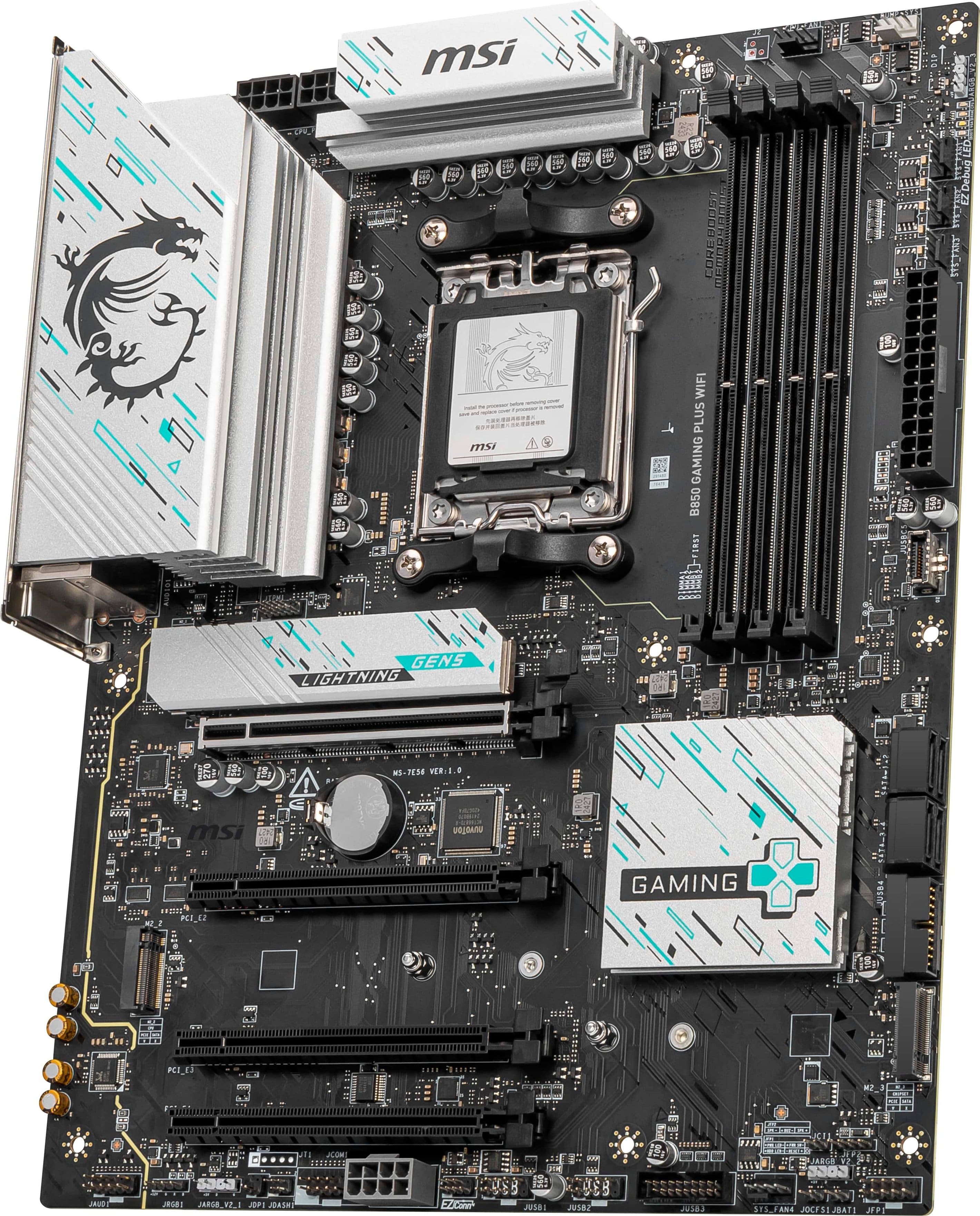 The image features a computer motherboard with a gaming logo on it. The motherboard is a MSI B05T CORE I ZDebug LED HTIET, which is designed for gaming purposes. The board is equipped with a variety of components, including a processor, memory, and storage. The gaming logo suggests that the motherboard is optimized for gaming performance, providing a smooth and responsive gaming experience.