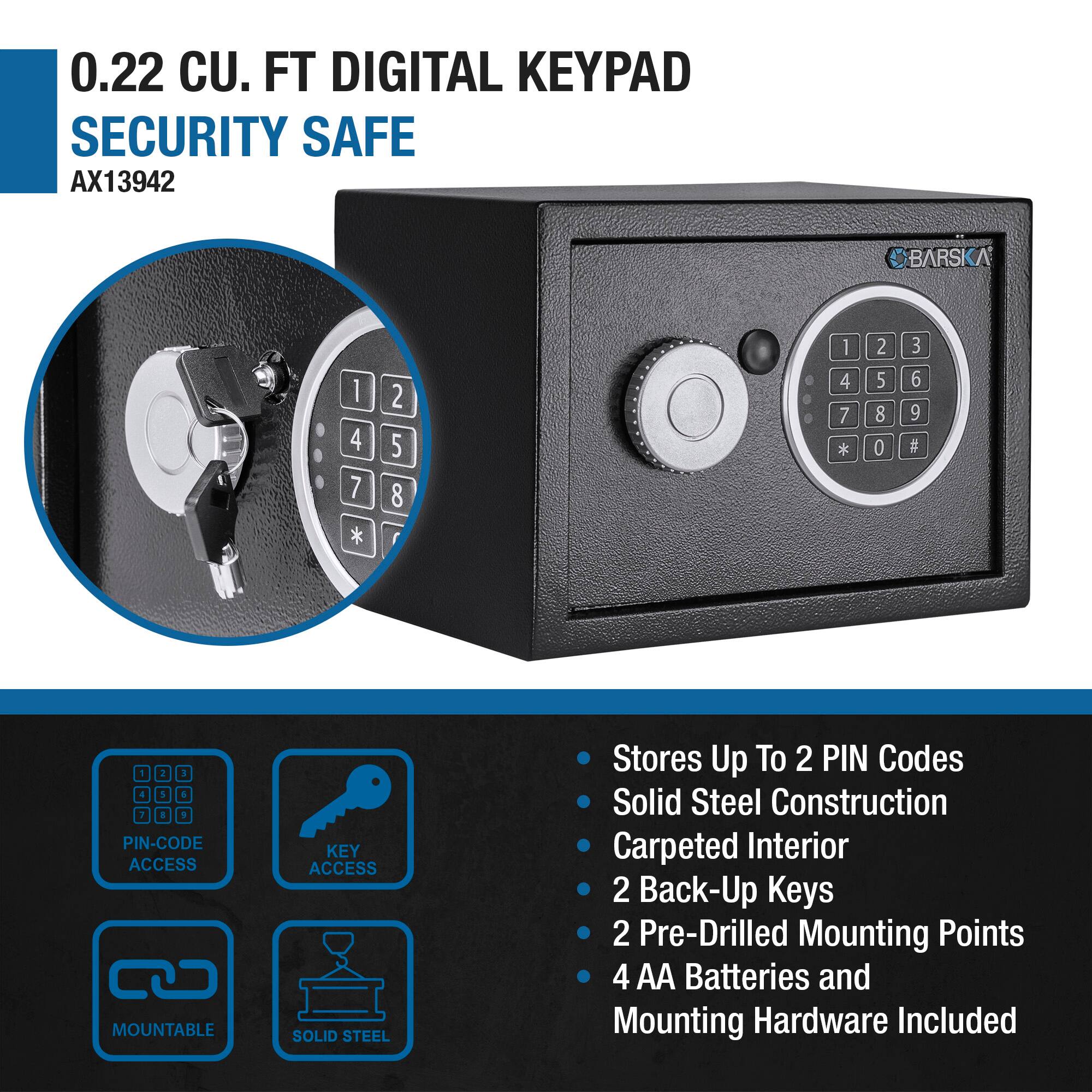 Alt View 17. Barska - Digital Keypad Home & Office Steel Security Safe Lock Box with Deadbolts - 0.22 Cu Ft Compact - Black.