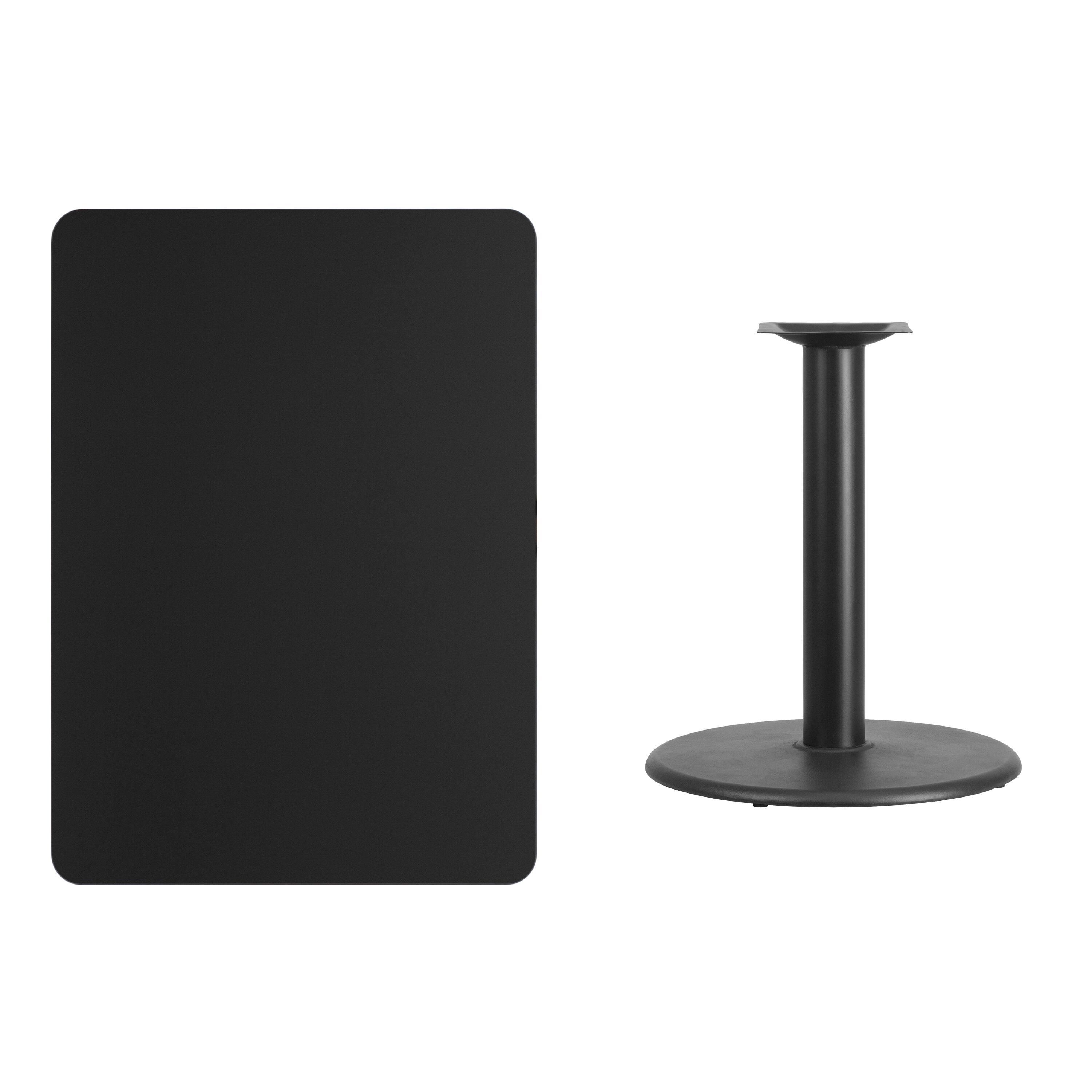 Alt View 2. Emma + Oliver - 30"x42" Rectangular Laminate Table with 24" Round Table Base - Black.