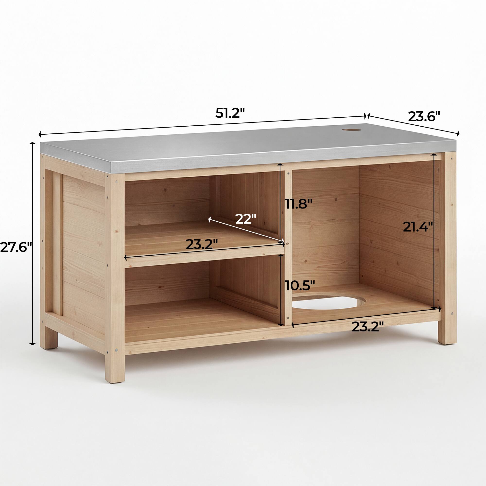 51.2" x 23.6" x 27.6" x 23.2" x 22" x 11.8" x 21.4" x 10.5" x 23.2"