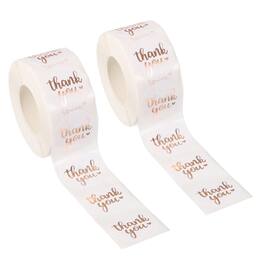 Unique Bargains - 1000pcs Thank You Stickers, 1 Inch Round Self-Adhesive Labels Roll for Small Business Sealing Box Envelope, Style12 - White