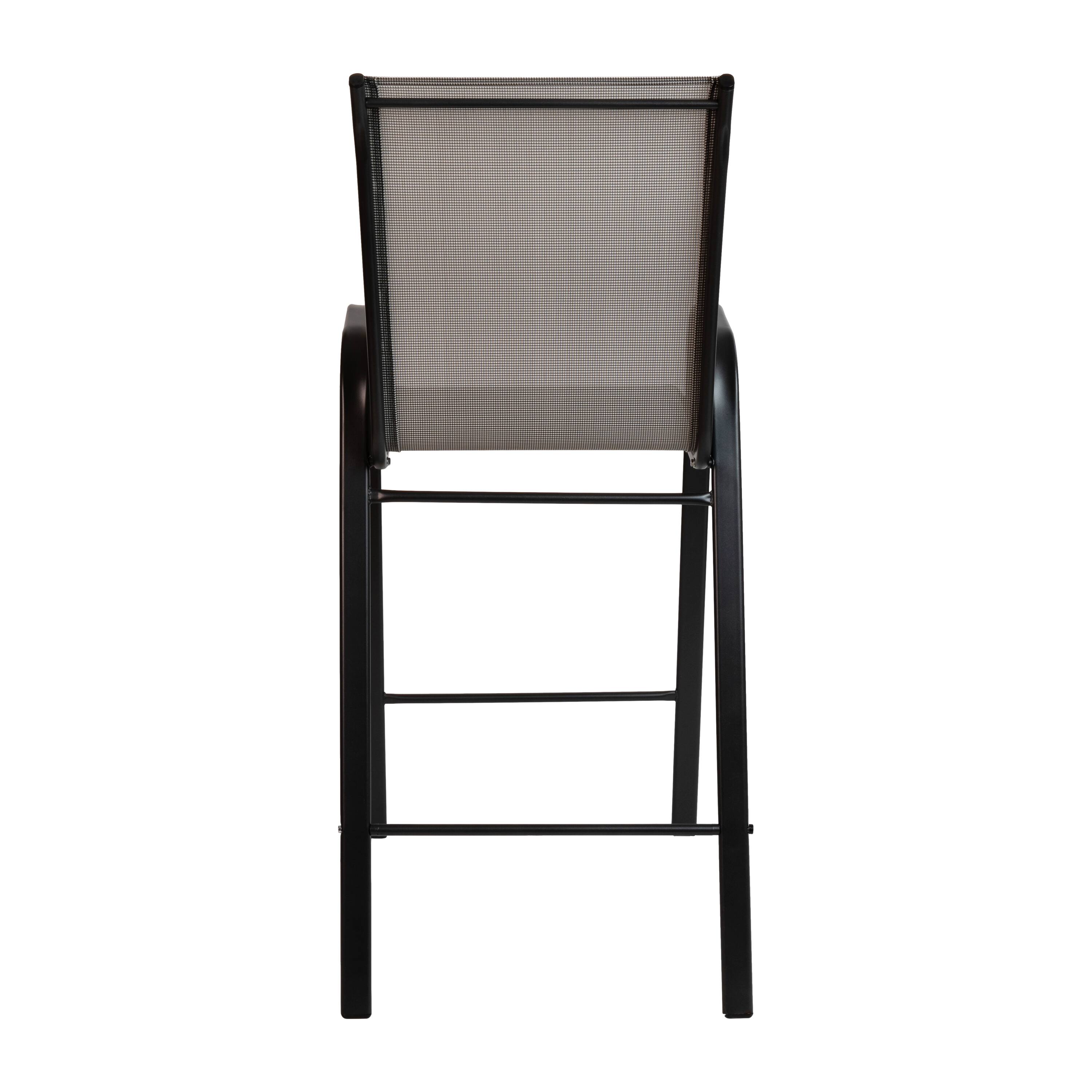 Alt View 6. Emma + Oliver - 4 Pack Outdoor Barstools with Flex Comfort Material-Patio Stool - Gray.