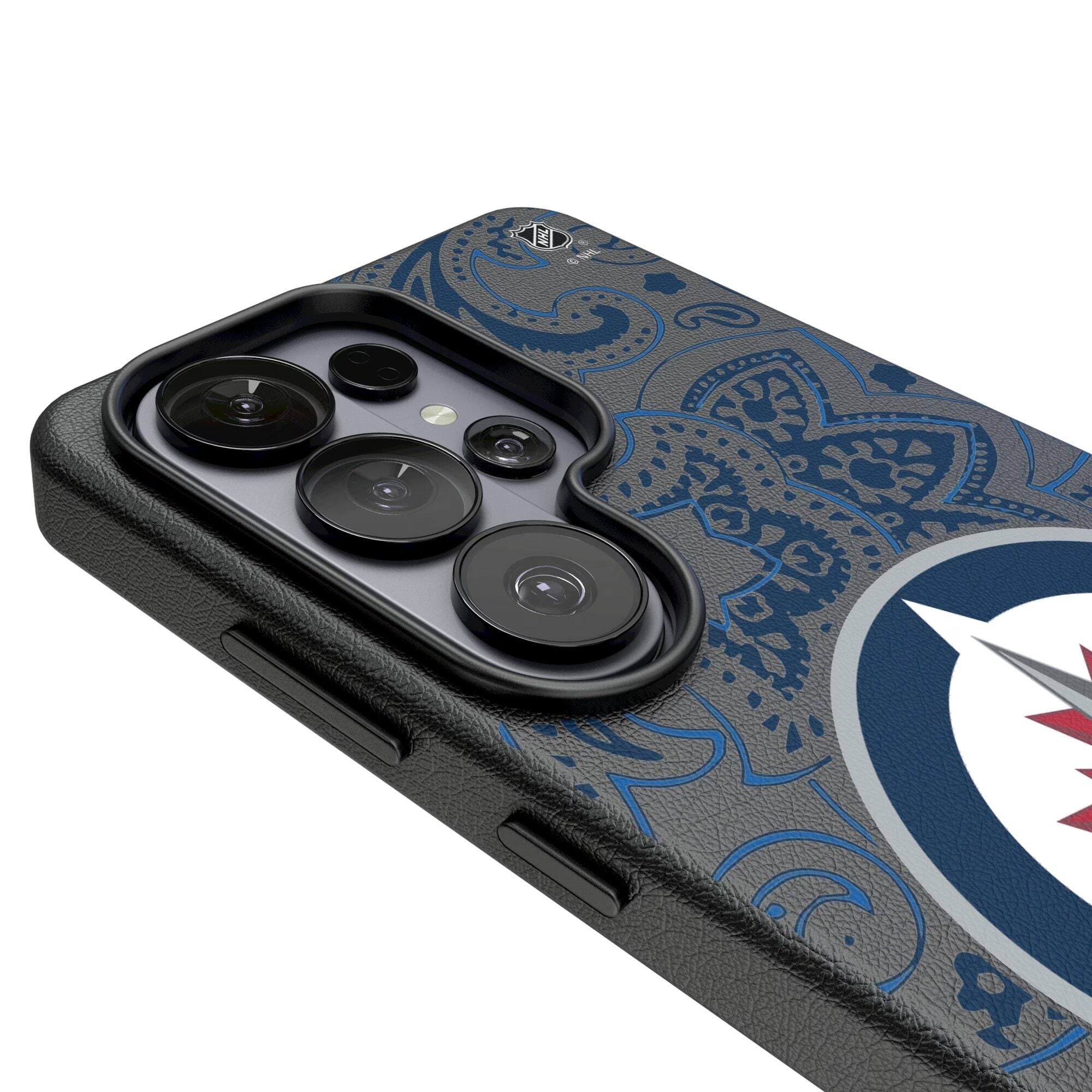 Alt View 2. Keyscaper - Winnipeg Jets Paisley Galaxy Magnetic Bump Case - S24 Ultra - Black.
