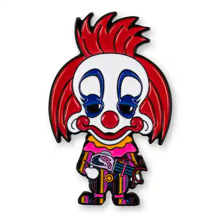 Front. Toynk - Killer Klowns from Outer Space Rudy Chibi Enamel Pin | Exclusive - Black.