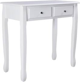 Ecooso - Computer Vanity Desk with 2-Tier Organizer, Floating Storage Shelf and Spacious Work Surface - White