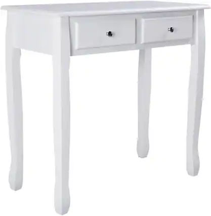 Front. Ecooso - Computer Vanity Desk with 2-Tier Organizer, Floating Storage Shelf and Spacious Work Surface - White.