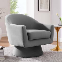 Astral Performance Velvet Fabric and Wood Swivel Chair by Modway - Gray