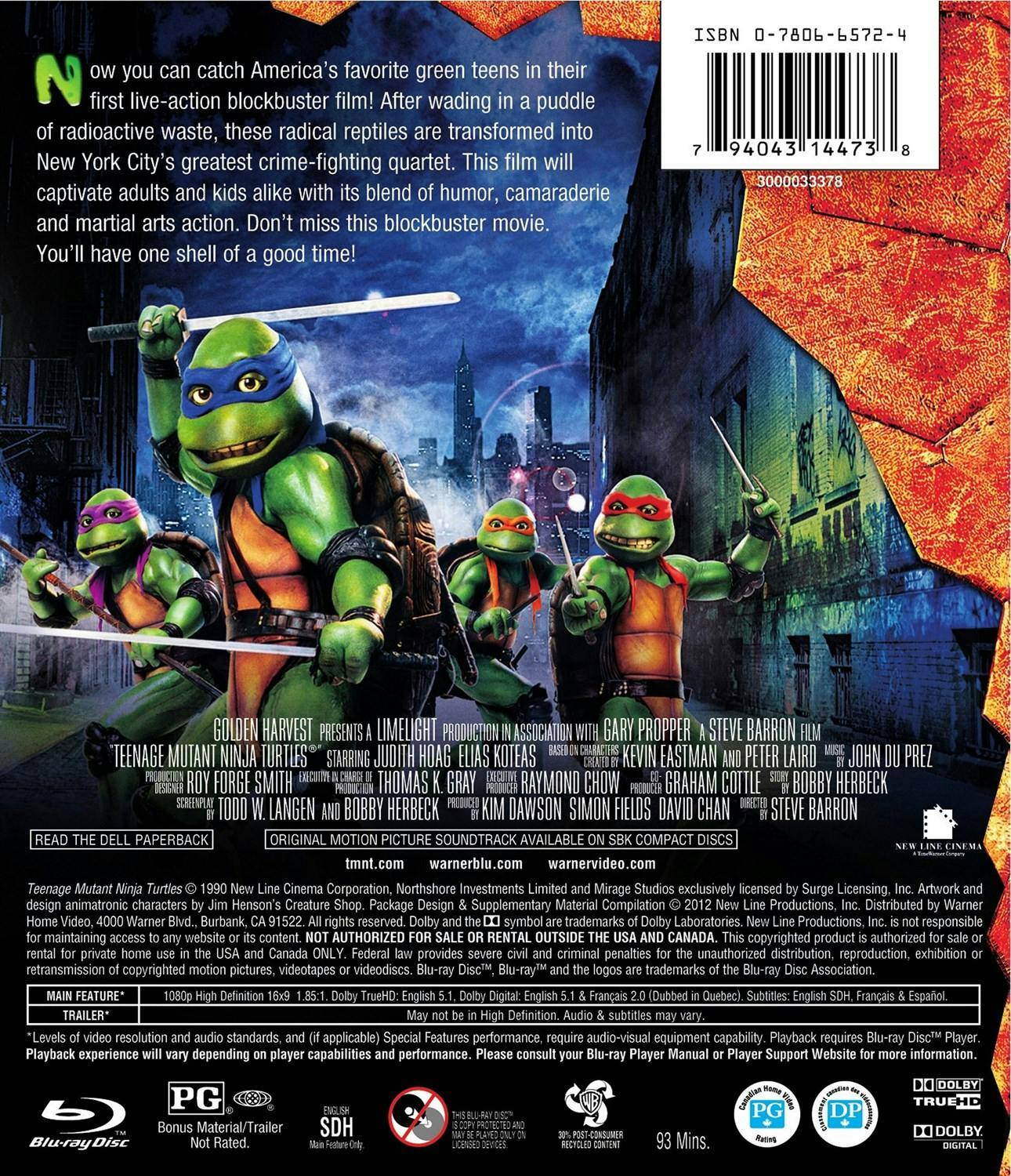 Back. Teenage Mutant Ninja Turtles [Blu-ray].