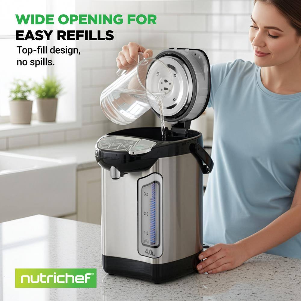 WIDE OPENING FOR EASY REFILLS  
Top-fill design, no spills.  

3.0 2.0 1.0 4.0L nutrichef