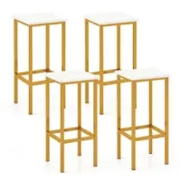 Costway - 4 PCS 26"Bar Stool Set with Metal Frame Footrest Backless Counter Height Stool - White - Front_Zoom