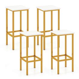 Costway - 4 PCS 26"Bar Stool Set with Metal Frame Footrest Backless Counter Height Stool - White