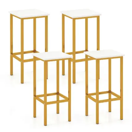 Costway 4 PCS 26"Bar Stool Set with Metal Frame Footrest Backless Counter Height Stool - White