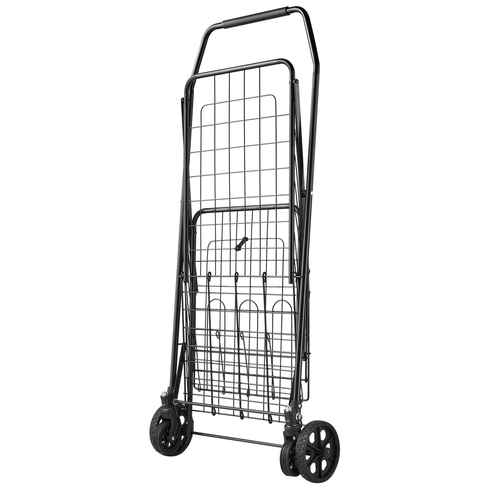 Alt View 3. LOVMOR - Folding Shopping Cart with Dual Baskets and Waterproof Liner, 100-Lb Capacity Utility Cart - Black.