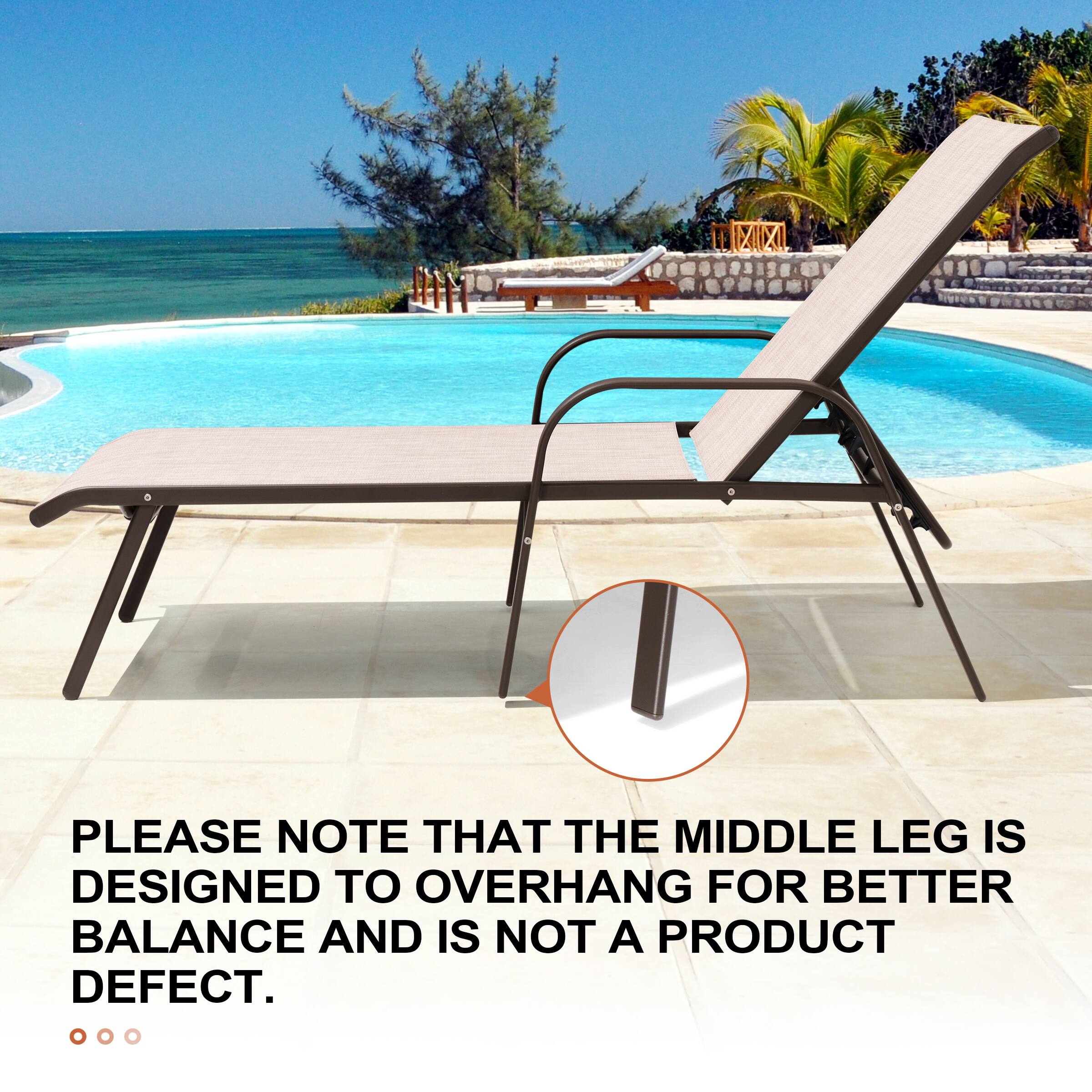 Please note that the middle leg is designed to overhang for better balance and is not a product defect.