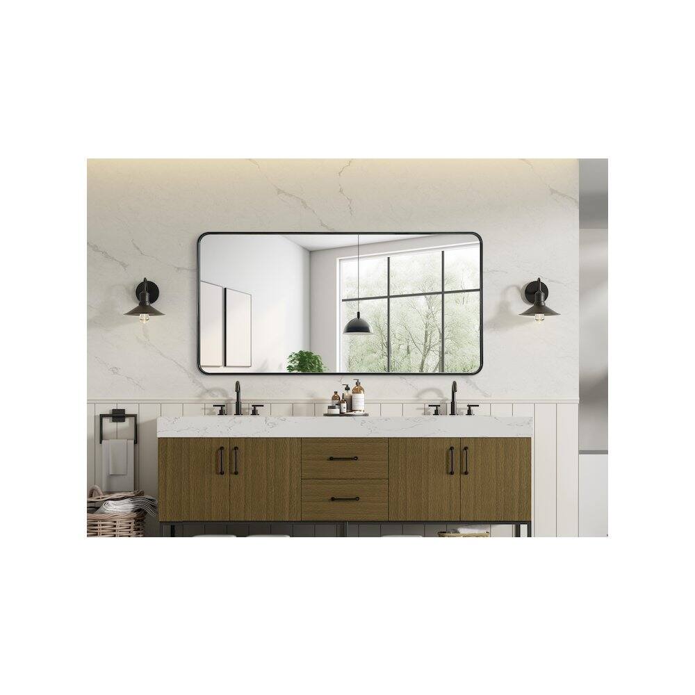 Alt View 3. Elegant Decor - Contour Metal Rectangle Mirror 30x60 in Black - Black.
