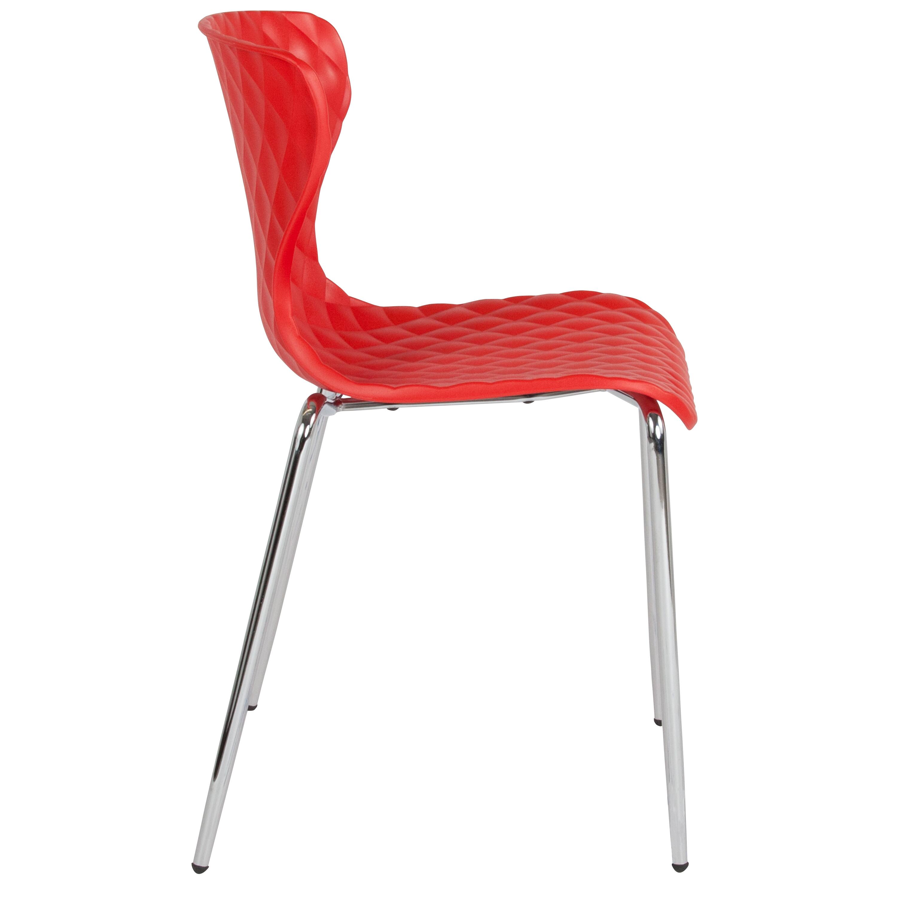 Alt View 7. Emma + Oliver - 4 Pack Contemporary Design Plastic Stack Chair - Red.