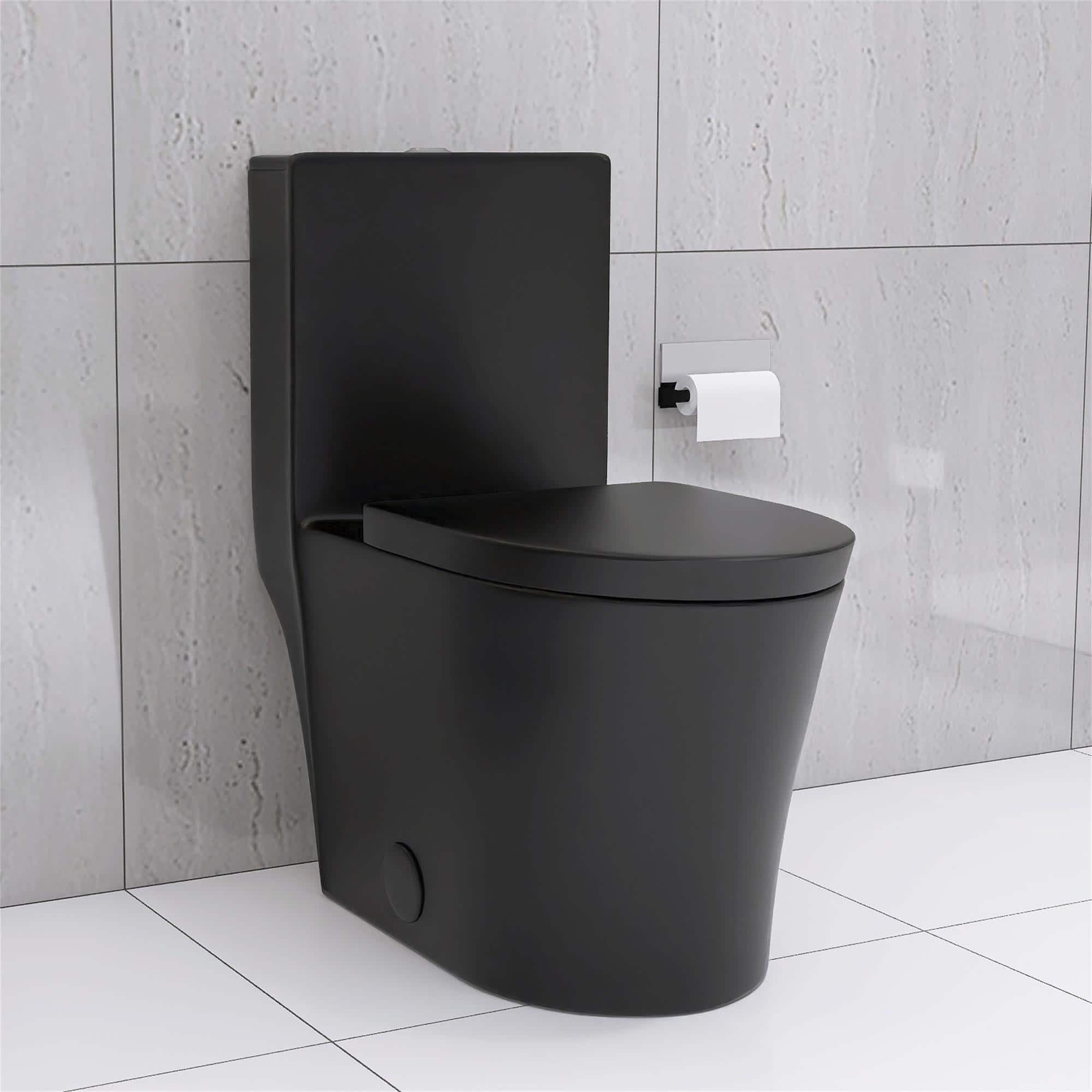 Boyel Living - Matte Elongated One Piece Toilet Dual Flush 1116 GPF Map 1000g Comfort Design Ultra Quiet Easy Clean - Black