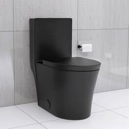 Boyel Living - Matte Elongated One Piece Toilet Dual Flush 1116 GPF Map 1000g Comfort Design Ultra Quiet Easy Clean - Black