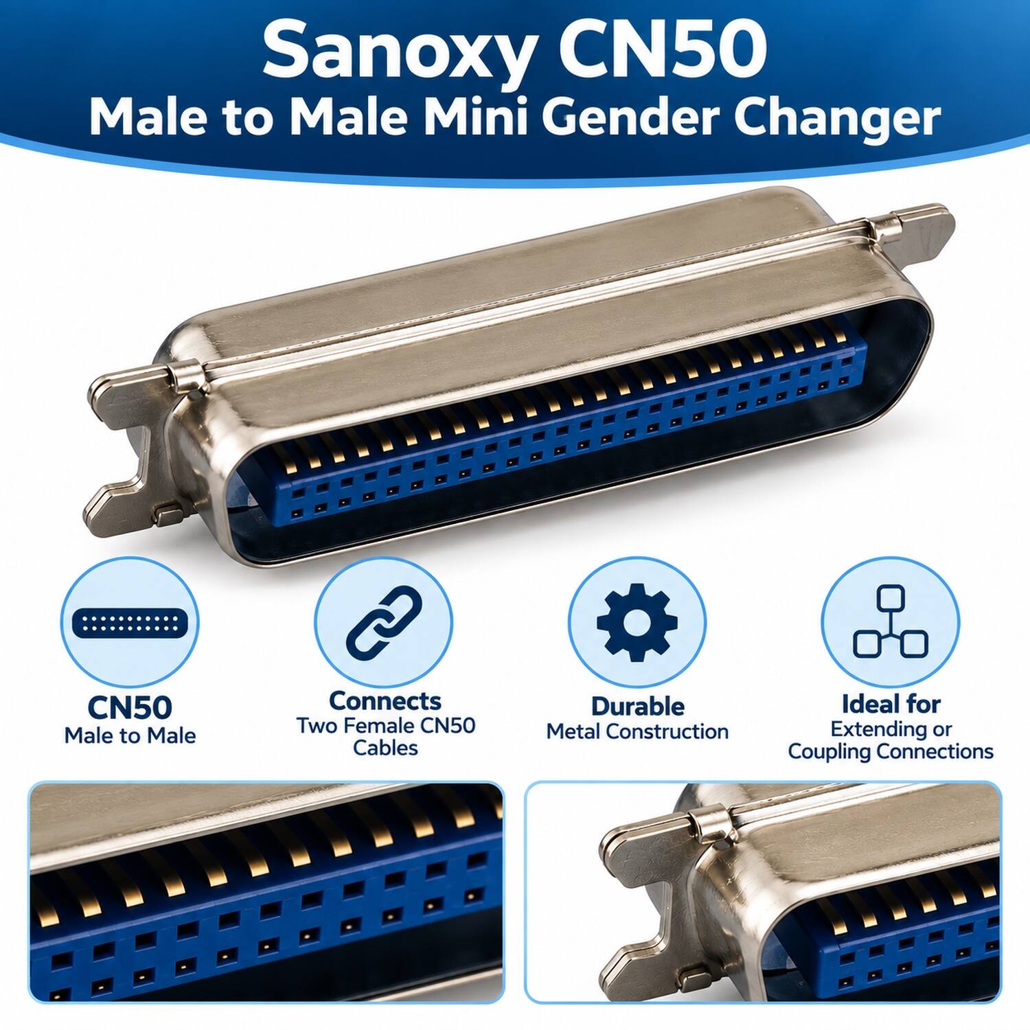 Sanoxxy CN50 Male to Male Mini Gender Changer

CN50 Male to Male

2 Connects Two Female CN50 Cables

Durable Ideal for Metal Construction Extending or Coupling Connections