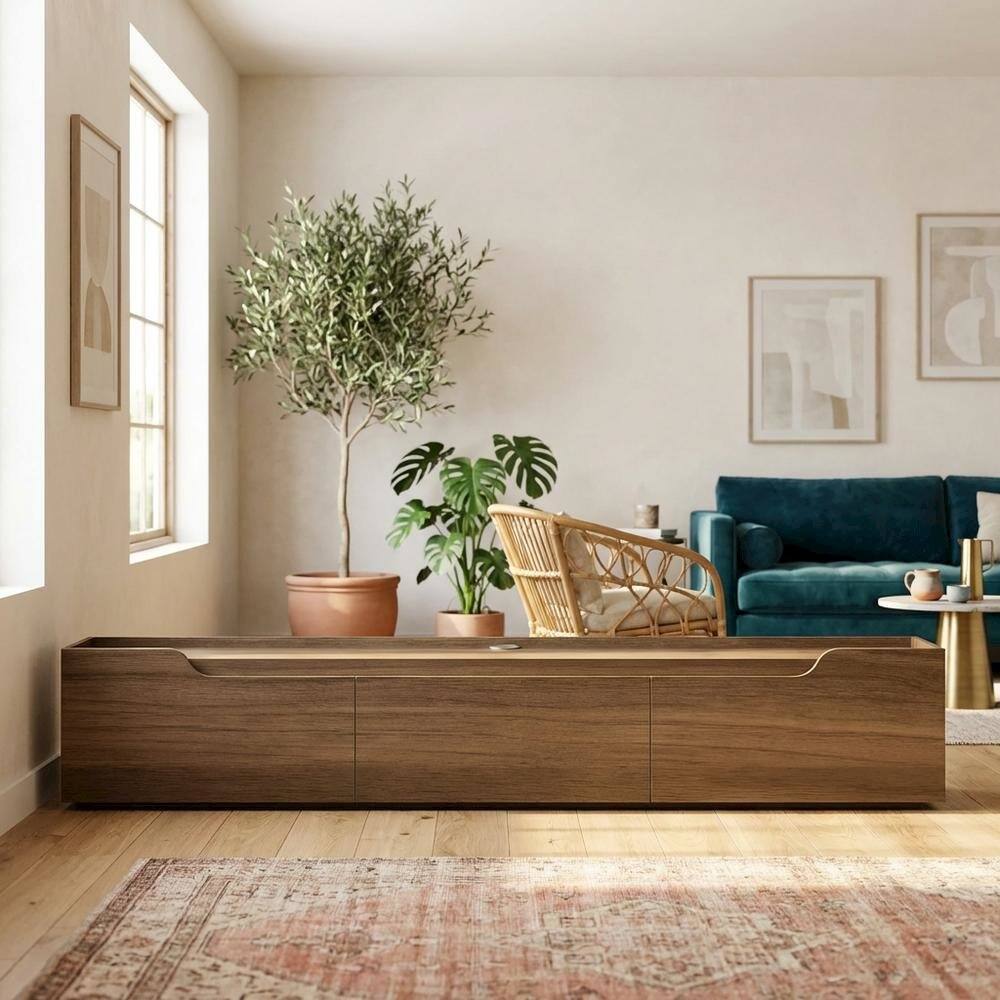 Alt View 1. FurniFact - Wall Mounted TV Stand for Up to 80 Inch TVs with Modern Design - Brown.
