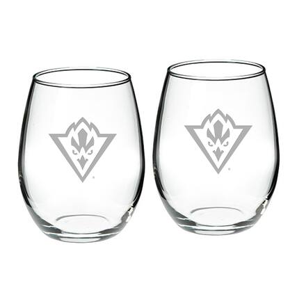 Front. Jardine - UNC Wilmington Seahawks 21oz. 2-Piece Stemless Wine Glass Set - Multicolor.