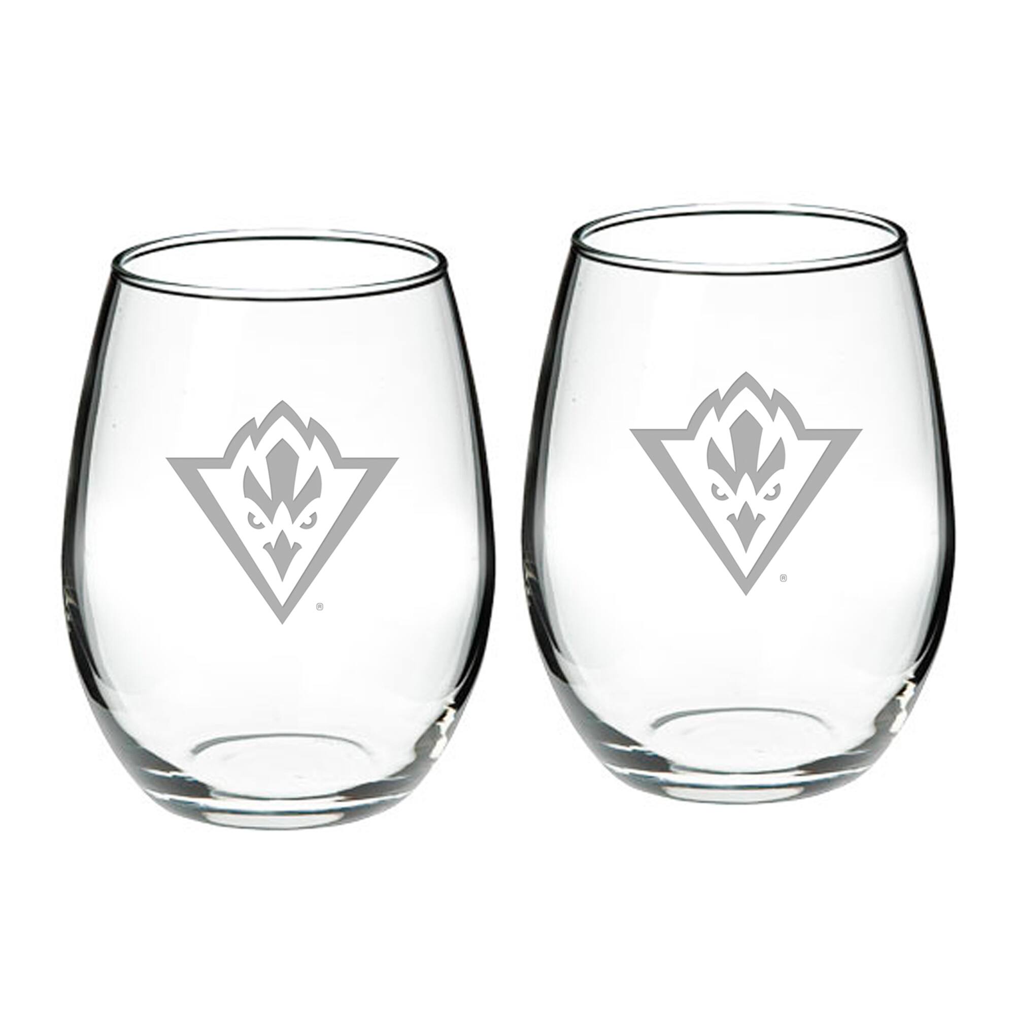 Front. Jardine - UNC Wilmington Seahawks 21oz. 2-Piece Stemless Wine Glass Set - Multicolor.