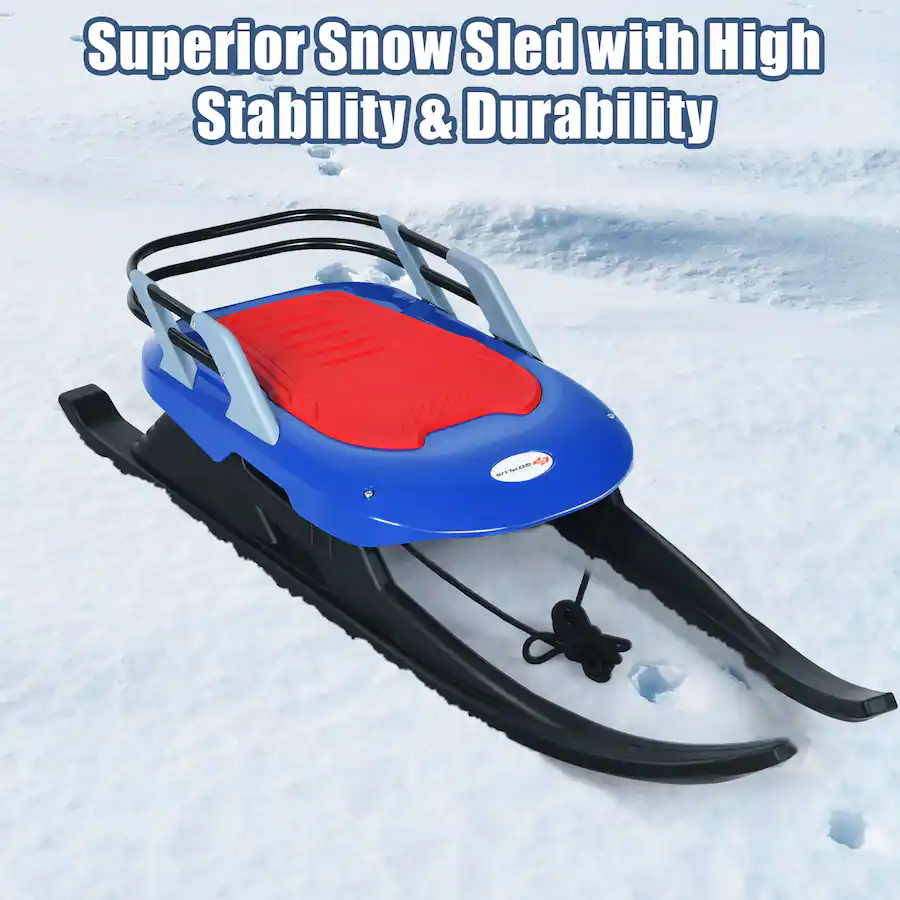 Snow Gotrack Costway Folding Kids Metal Snow Sled Frost Resistant Pull Rope Snow ...